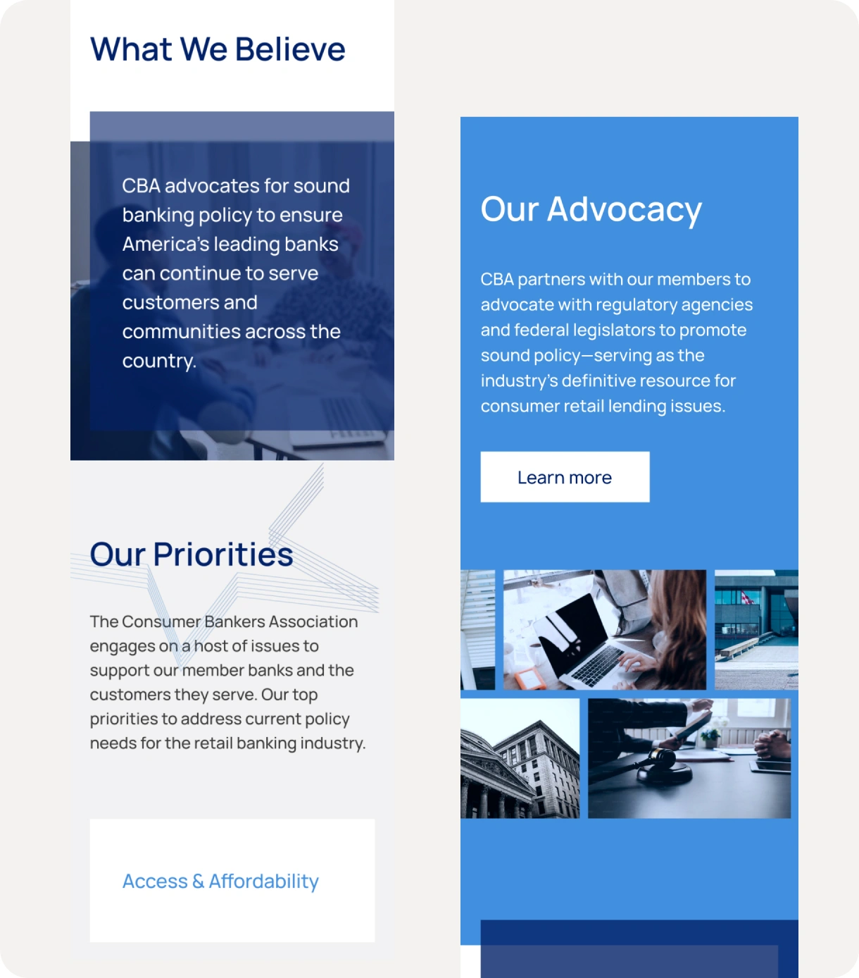 Consumer Bankers Association UI-UX 2
