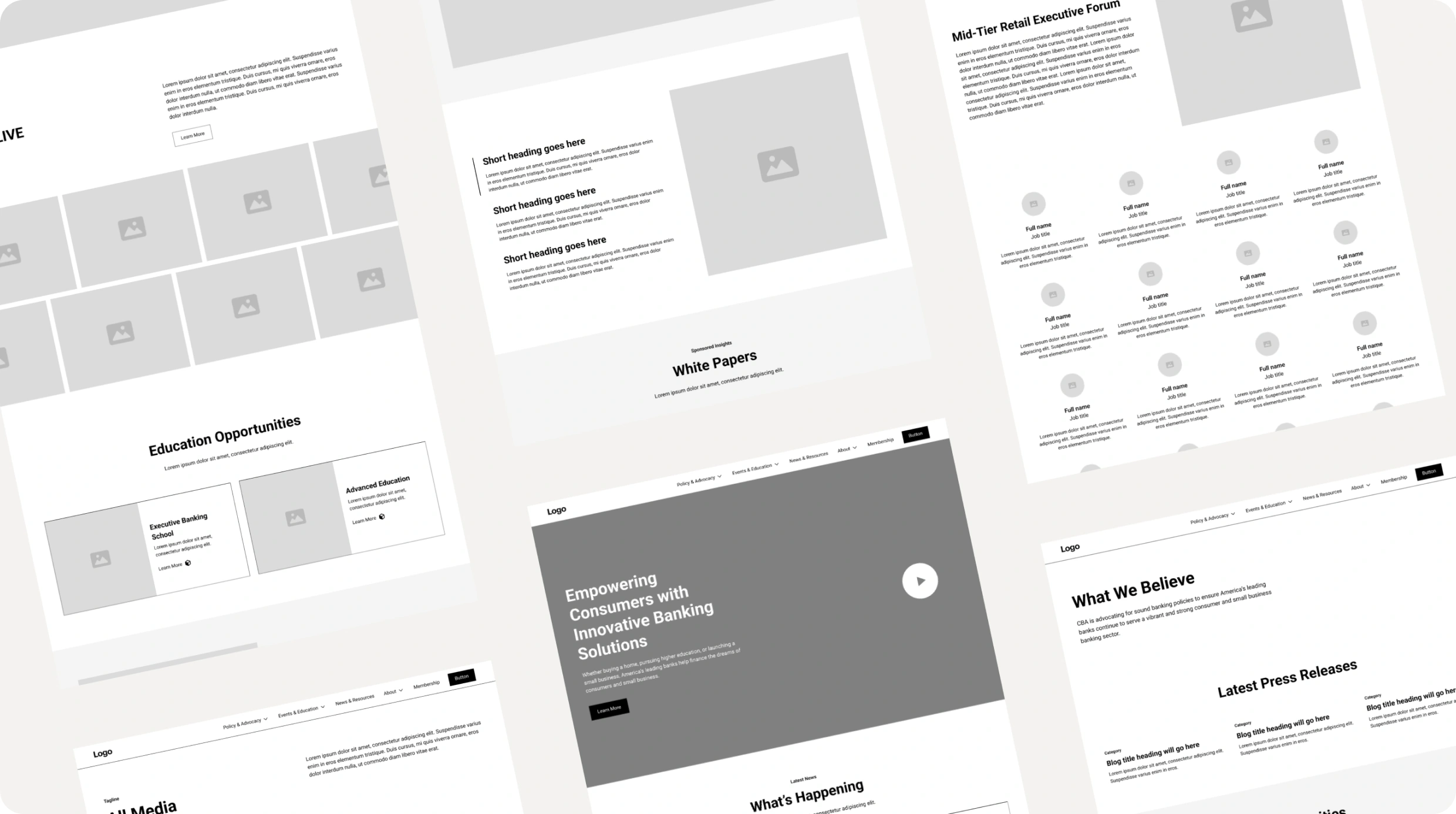 Consumer Bankers Association Wireframes