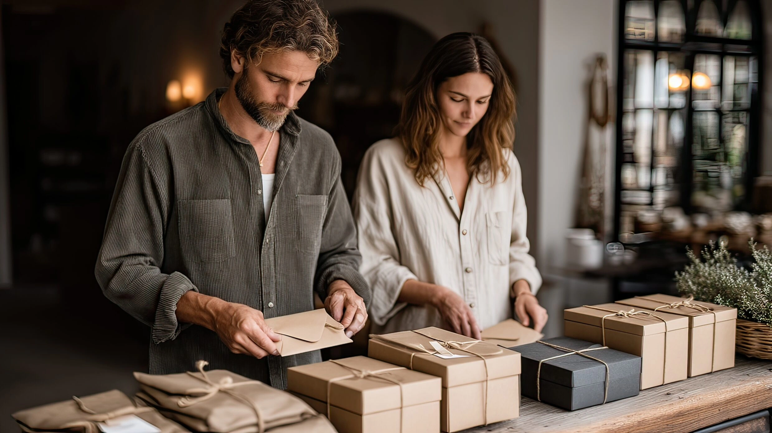 Couple packaging Shopify orders